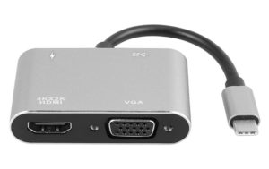 POWERTECH USB-C hub PTH-084, HDMI/VGA/USB/USB-C PD θύρες, γκρι