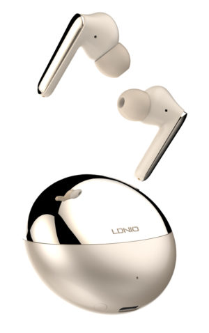 LDNIO earphones με θήκη φόρτισης T01, True Wireless, χρυσά