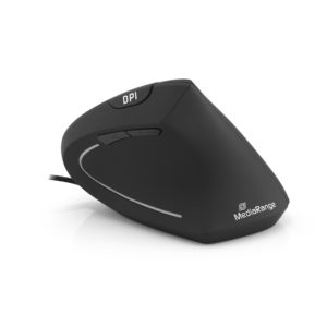 MediaRange Corded ergonomic 6-button optical mouse for right-handers (Black, Wired)