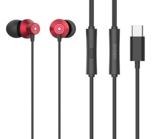 CELEBRAT earphones με μικρόφωνο D15, USB-C, 1.2m, κόκκινα