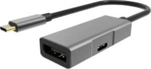 POWERTECH αντάπτορας USB Type-C σε DisplayPort + PD PTH-054, 4K, γκρι