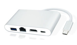 POWERTECH USB-C hub PTH-085, HDMI/RJ45/USB/USB-C PD θύρες, γκρι