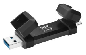 SILICON POWER USB Flash Drive DS72, USB/USB-C, 250GB 1050/850MBps, μαύρο