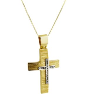 Χρυσός Σταυρός με Ζιργκόν Κ14 (105615)