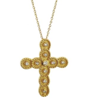 Χρυσός Σταυρός με Αλυσίδα και Διαμάντια Κ18 (102558)