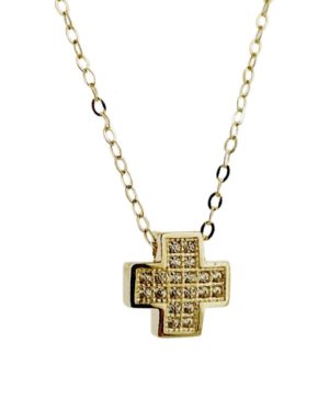 Χρυσός Γυναικείος Σταυρός με Αλυσίδα Κ9 (105770)