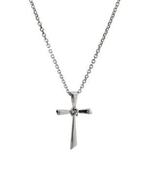 Λευκόχρυσος Γυναικείος Σταυρός με αλυσίδα Κ14 (090824)