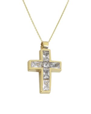Χρυσός Γυναικείος Σταυρός με Αλυσίδα Κ14 (080428)