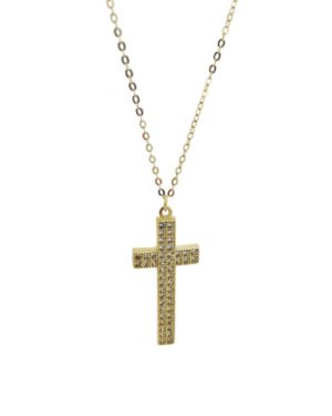 Χρυσός Γυναικείος Σταυρός με Αλυσίδα Κ14 (090651)