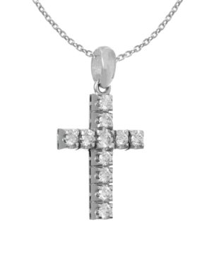 Γυναικείος Σταυρός Κ18 με Διαμάντια (006908)