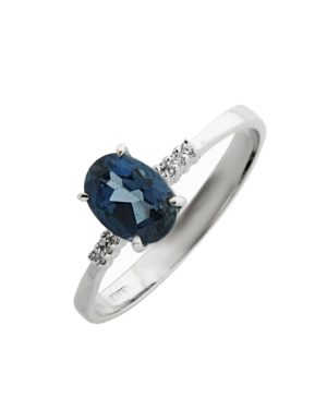 Λευκόχρυσο Δαχτυλίδι με London Blue και Διαμάντια Κ18 (083500)