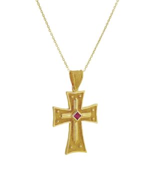 Χρυσός Σταυρός σε Βυζαντινό Στυλ Κ14 (104258)