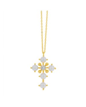 Επιχρυσωμένος Σταυρός με Αλυσίδα από Ασήμι 925 Prince Silvero (1O-KD006-3)