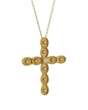 Χρυσός Σταυρός με Αλυσίδα και Διαμάντια Κ18 (102563)