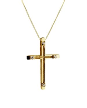 Χρυσός Σταυρός με Ζιργκόν Κ18 (096766)