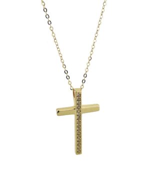 Χρυσός Γυναικείος Σταυρός με Αλυσίδα Κ14 (090573)