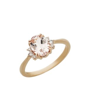 Ροζ Χρυσό Δαχτυλίδι με Μοργκανίτη και Διαμάντια Κ18 (093019)