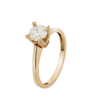 Ροζ Χρυσό Μονόπετρο Δαχτυλίδι Κ14 (007090)