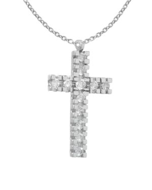 Γυναικείος Σταυρός Κ18 με Διαμάντια (009379)