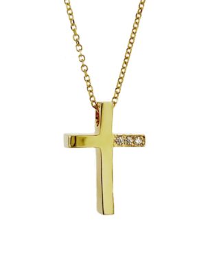 Χρυσός Γυναικείος Σταυρός με Αλυσίδα Κ14 (100125)