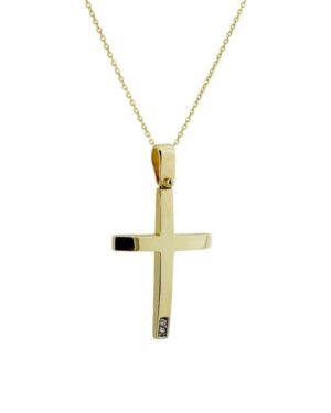 Χρυσός Γυναικείος Σταυρός με Διαμάντια Κ14 (090622)