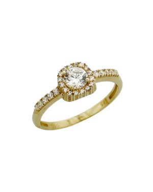 Χρυσό Δαχτυλίδι Ροζέτα με Ζιργκόν Κ14 (093115)