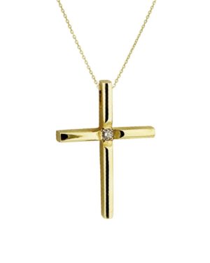 Χρυσός Σταυρός με Διαμάντι Κ18 (096519)