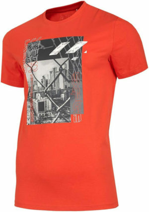 4F Ανδρικό T-shirt Πορτοκαλί με Στάμπα