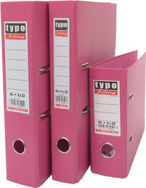 Κλασέρ Ροζ Typo 8x20cm Πλαστικό PP με μηχανισμό 2 κρίκων