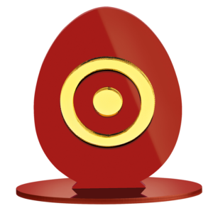 Πασχαλινό Αυγό, διακοσμητικό από πλέξι γκλας, κόκκινο με μάτι 8X11εκ.