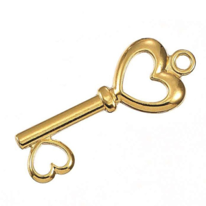 Κλειδί καρδιά για diy γούρια, σε χρυσό χρώμα 2Χ4,5εκ, 10τμχ.