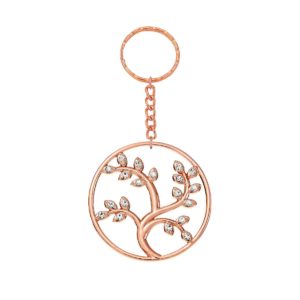 Diy Μπρελόκ Κύκλος με Δέντρο με Στρας Ροζ- Χρυσό 10εκ, 10τμχ