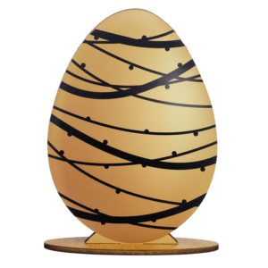 Πασχαλινό Αυγό, διακοσμητικό από πλέξι γκλας μαύρο και χρυσό χρώμα 14.5X21εκ.