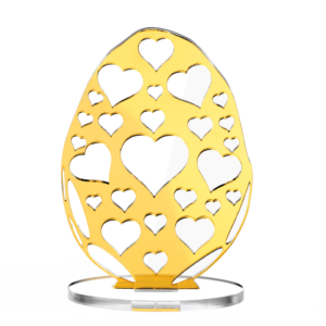 Πασχαλινό Αυγό, διακοσμητικό από πλέξι γκλας, με καρδιές 9X13εκ.