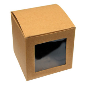 Κουτί κύβος, σε χρώμα καφέ με παράθυρο μικρό 6εκ, 12τμχ.