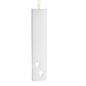 Αρωματική πασχαλινή λαμπάδα κερί πλακέ με καρδιές λευκό 25εκ.