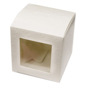 Κουτί κύβος, σε λευκό χρώμα με παράθυρο μικρό 6εκ, 12τμχ.