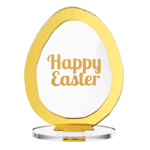 Πασχαλινό Αυγό, διακοσμητικό από πλέξι γκλας, Happy Easter 9X13εκ.