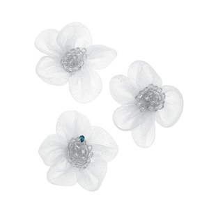 Υφασμάτινο λουλούδι λευκό χρώμα 2εκ, 50τμχ.