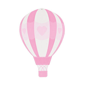 Αερόστατο ξύλινο διακοσμητικό σε ροζ χρώμα 6,5Χ10εκ.