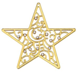 Αστέρι μεταλλικό με στρας, χρυσό για diy κατασκευές 6Χ6εκ.