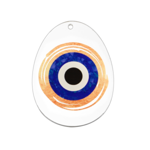 Μάτι μπλε με πορτοκαλί, diy διάφανο plexiglassσε σχήμα αυγού 5X7εκ, 2τμχ.