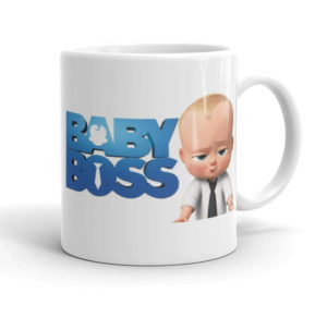 Μπομπονιέρα βάπτισης πορσελάνινη κούπα Αρχηγός baby boss από κούνια, για αγόρι 9,5εκ.