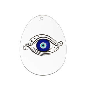 Μάτι μπλε, με πρίγραμμα, diy διάφανο plexiglass σε σχήμα αυγού 5X7εκ, 2τμχ.