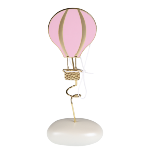 Μπομπονιέρα Βάπτισης Αερόστατο Ροζ σε Βότσαλο16,5εκ.