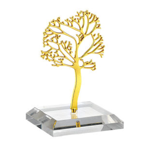 Μπομπονιέρα Γάμου Δέντρο Χρυσό σε plexiglass βάση 7.6εκ.