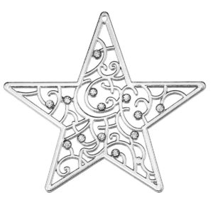 Αστέρι μεταλλικό με στρας, ασημί για diy κατασκευές 6Χ6εκ.
