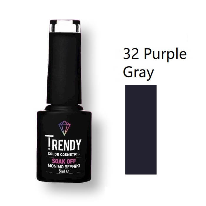 Ημιμόνιμο Βερνίκι Trendy Soak Off No32 Purple Gray 6ml