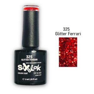Ημιμόνιμο Βερνίκι SixLak Uv & Led Soak Off 325 Glitter Ferrari 8ml