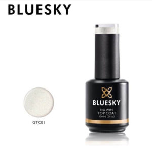 Bluesky Uv Gel Polish Top Coat No Wipe Με Glitter GCT01-Silver Hue 15 ml